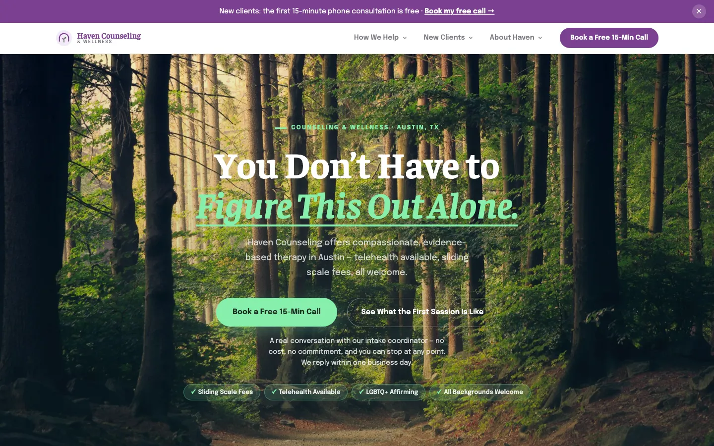 Haven Counseling & Wellness website
